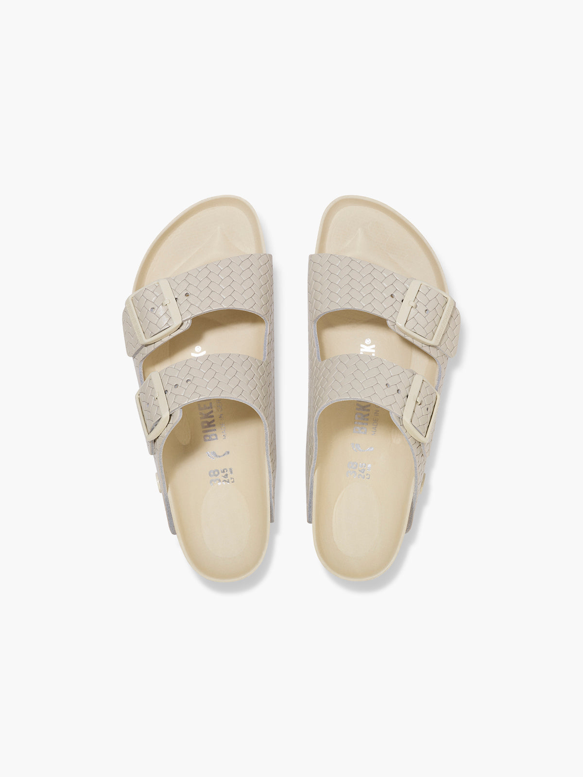 Birkenstock Arizona Natural Leather Woven Embossed Ecru