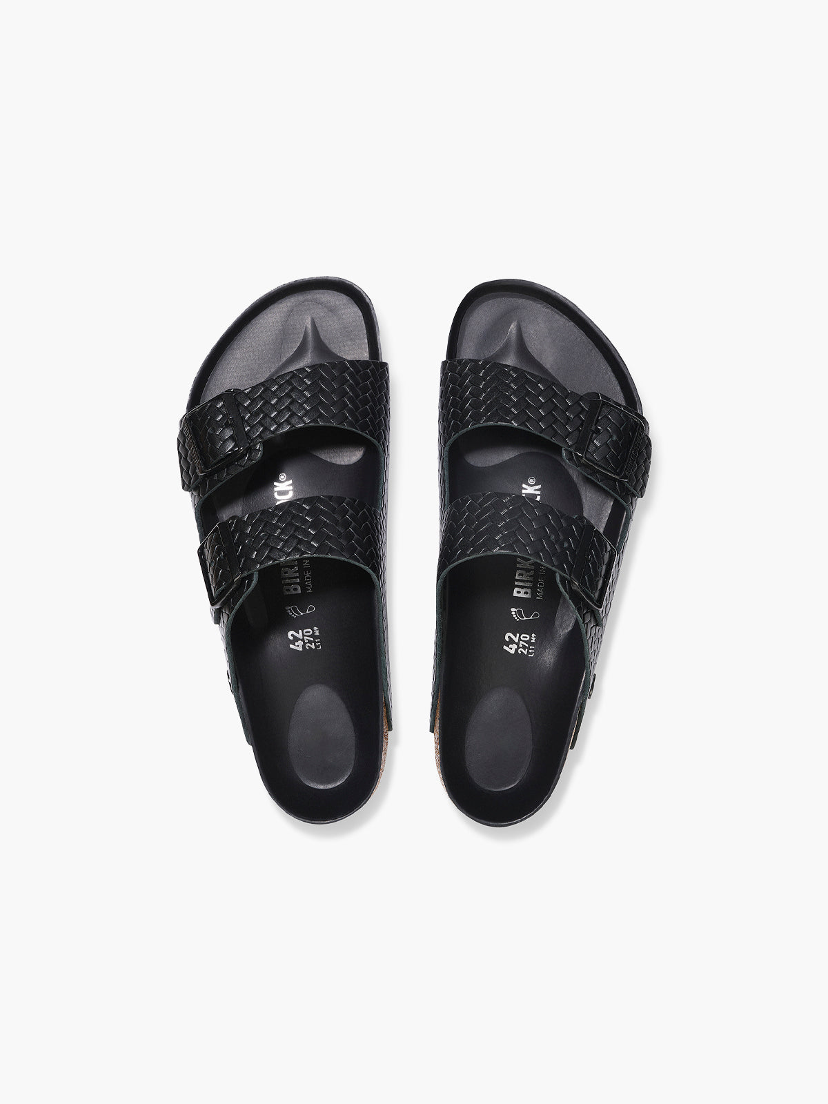 Birkenstock Arizona Natural Leather Woven Embossed Black