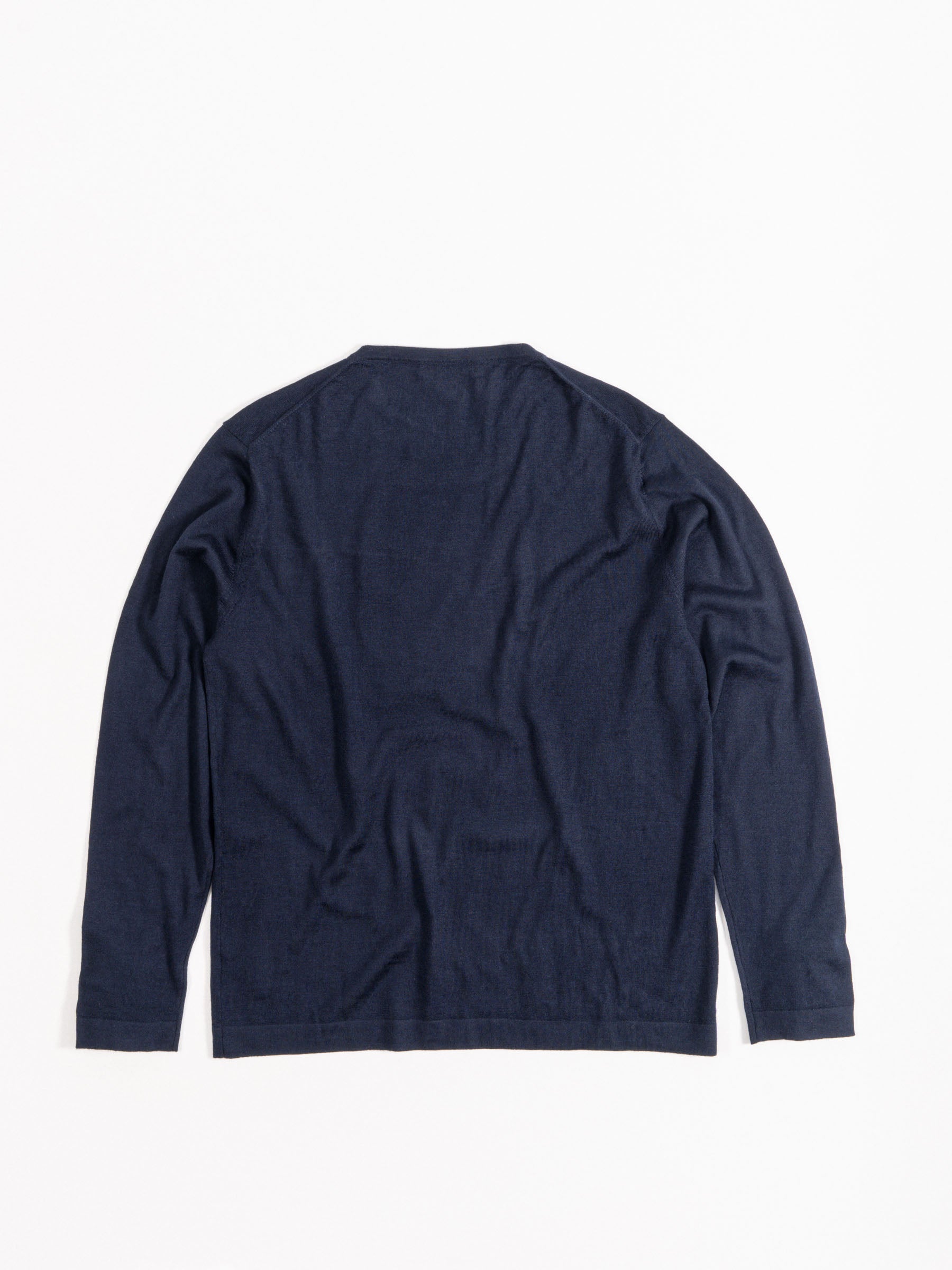 No Rooms Wool Classic Crewneck Sweater Navy Blue