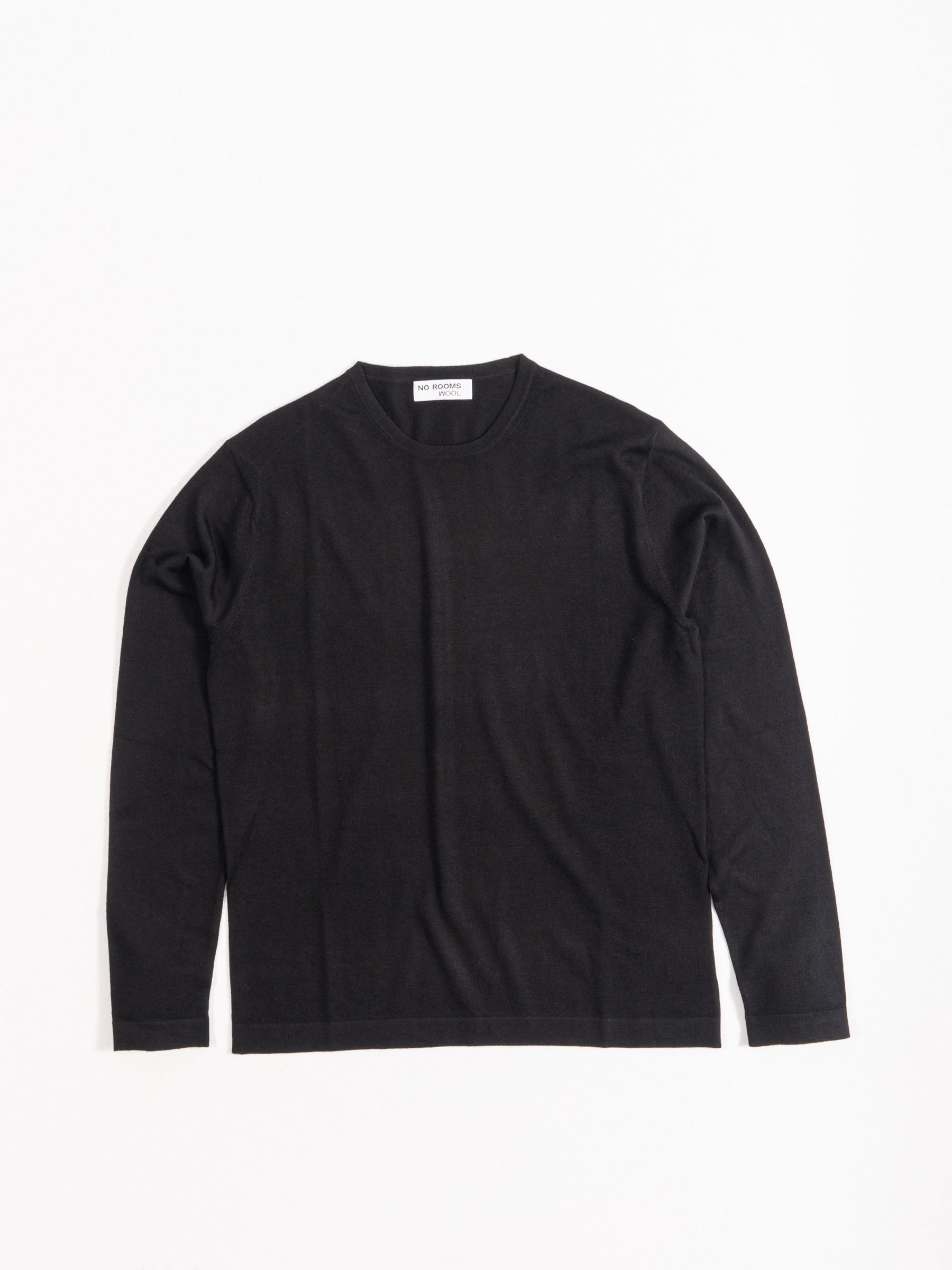 No Rooms Wool Classic Crewneck Sweater Black
