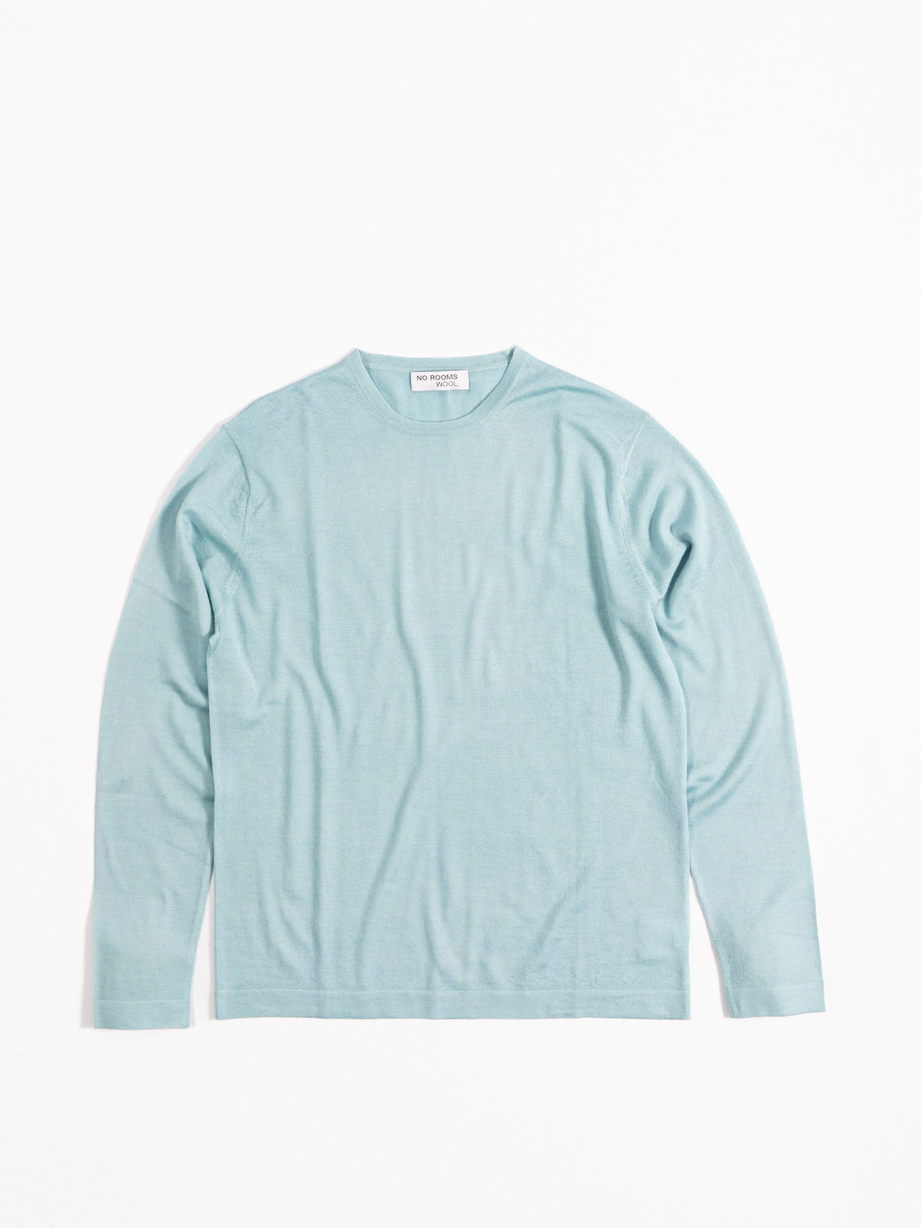 No Rooms Wool Classic Crewneck Sweater Light Blue