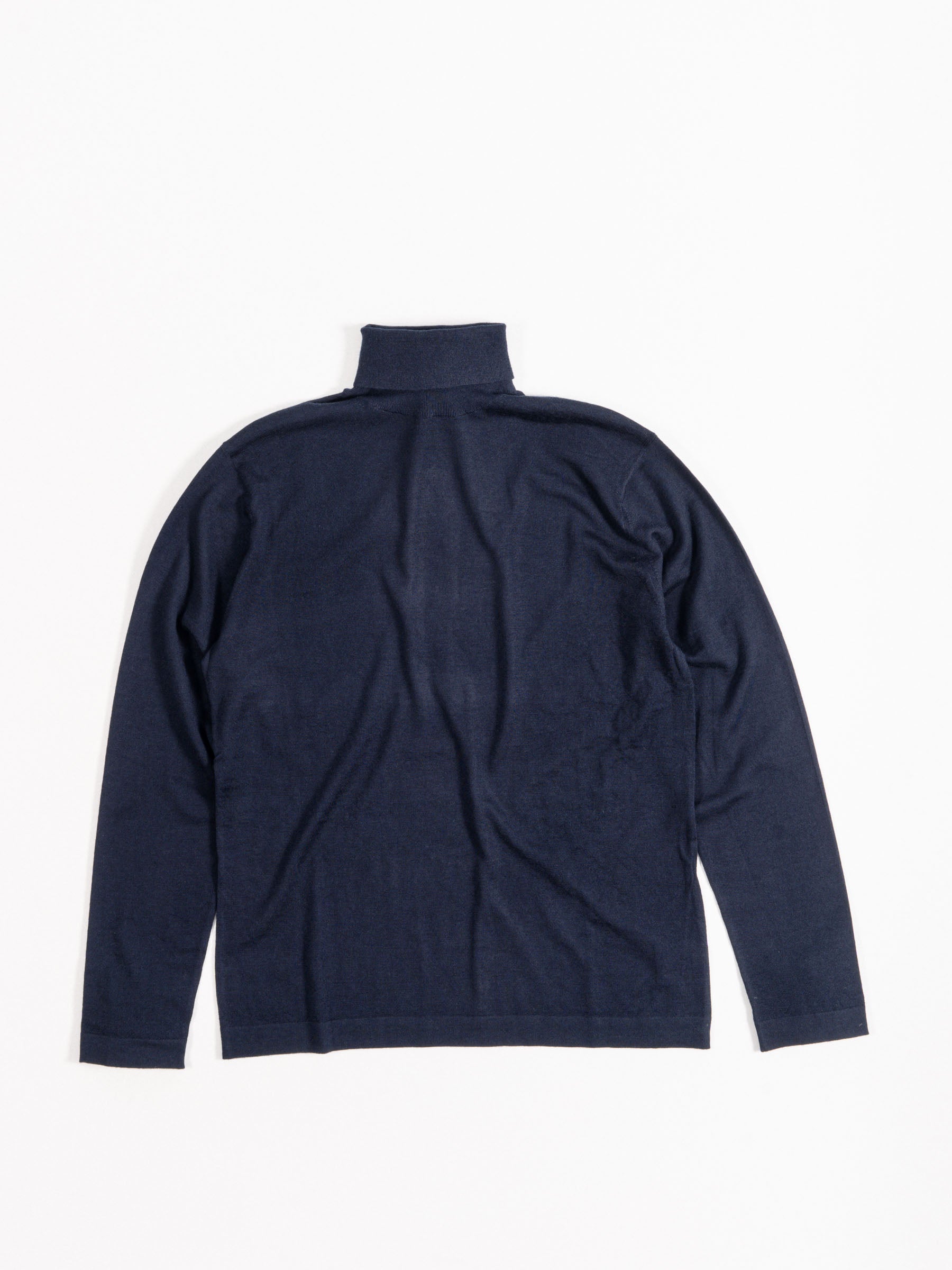 No Rooms Wool Classic Rollerneck Sweater Navy Blue