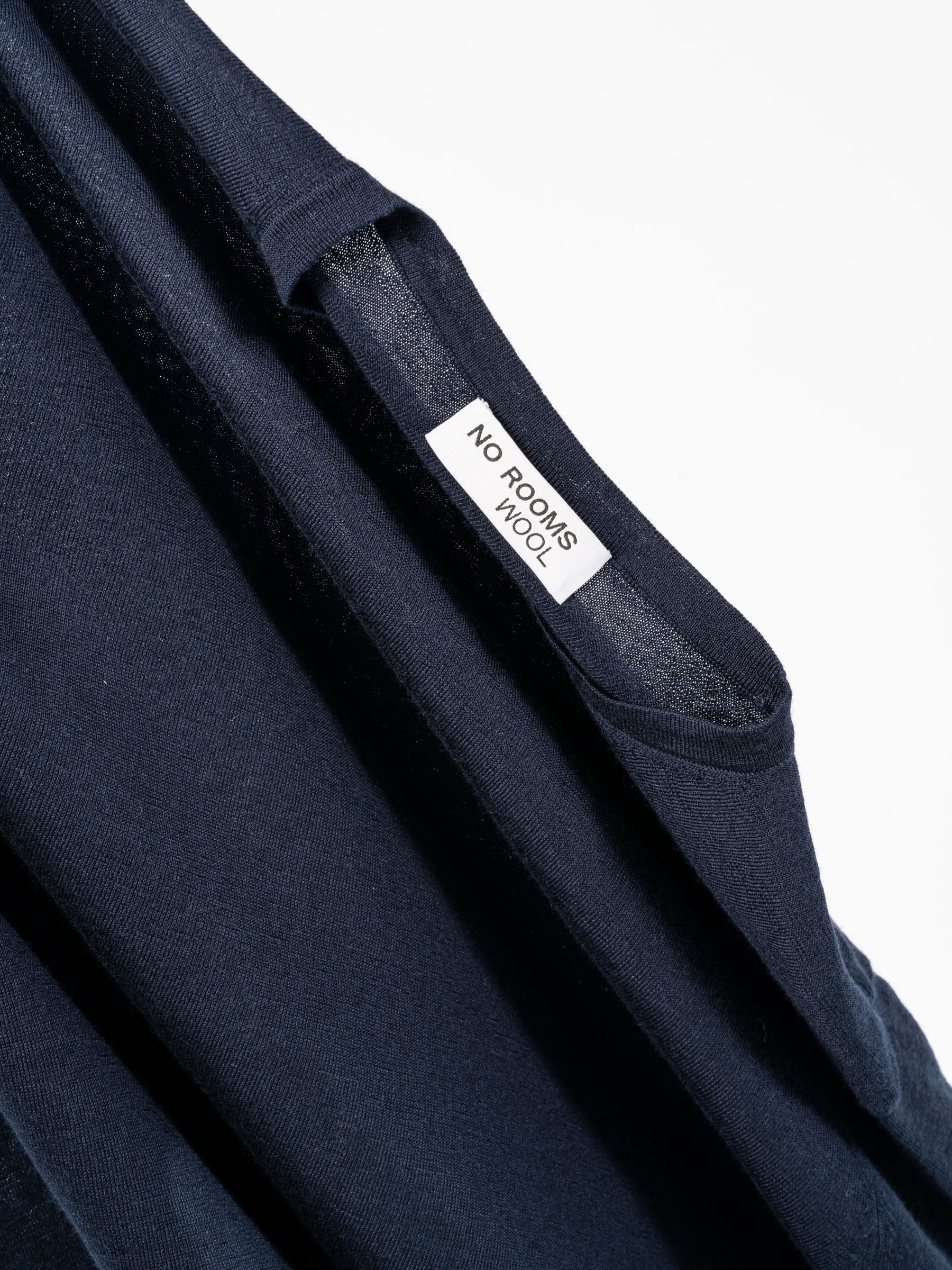 No Rooms Wool Classic Crewneck Sweater Navy Blue