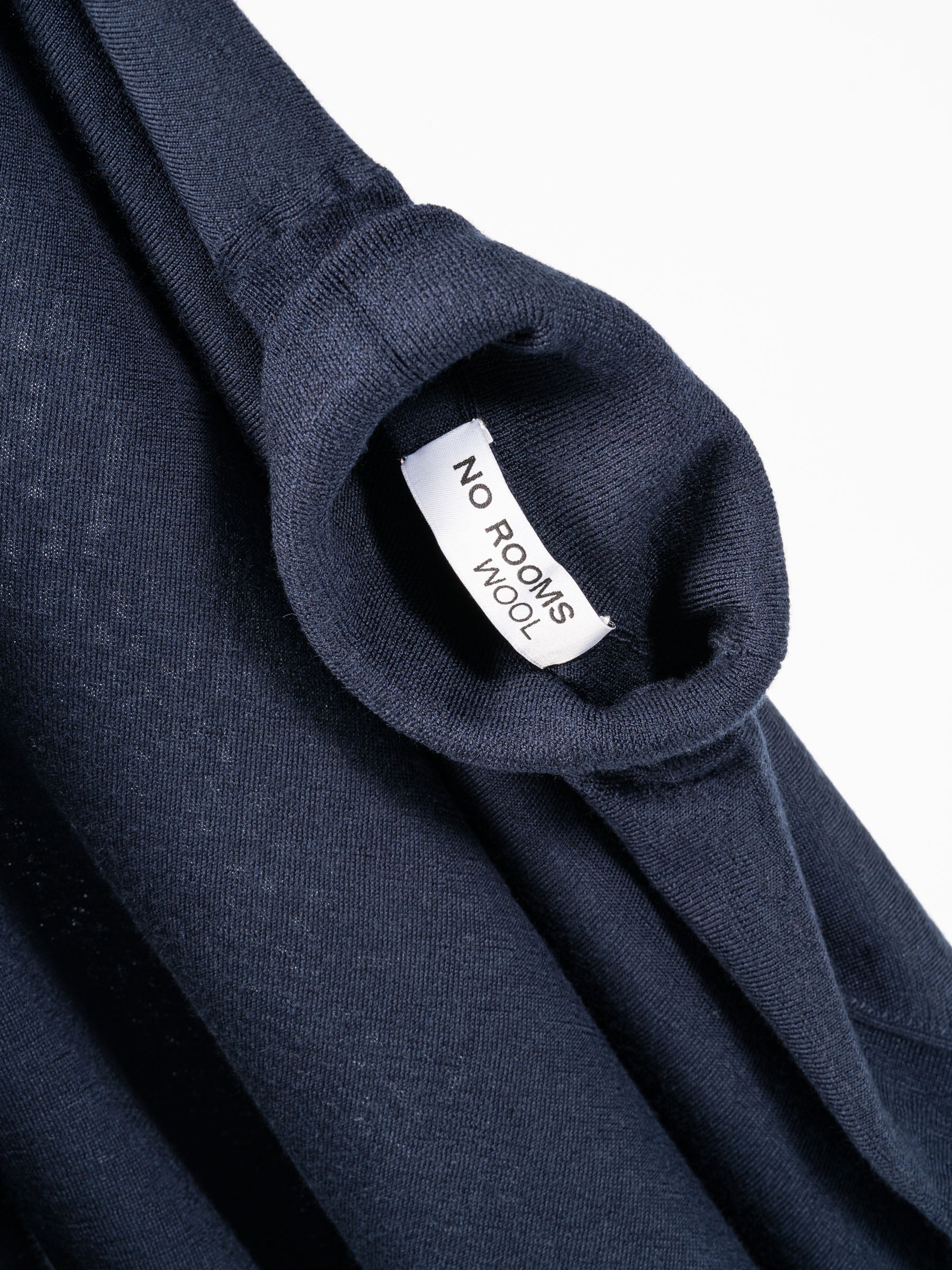 No Rooms Wool Classic Rollerneck Sweater Navy Blue