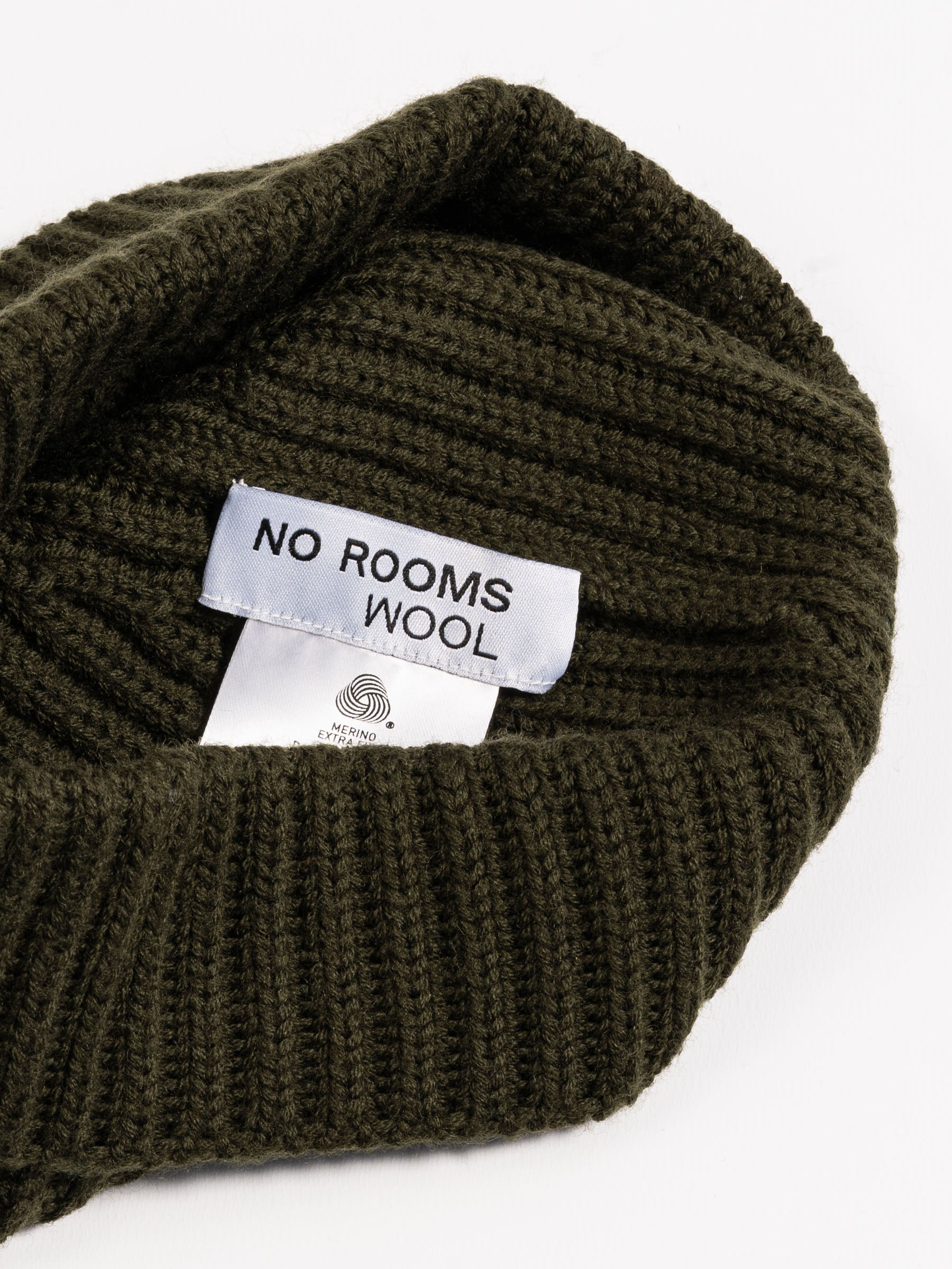 No Rooms Wool Beanie Long Khaki