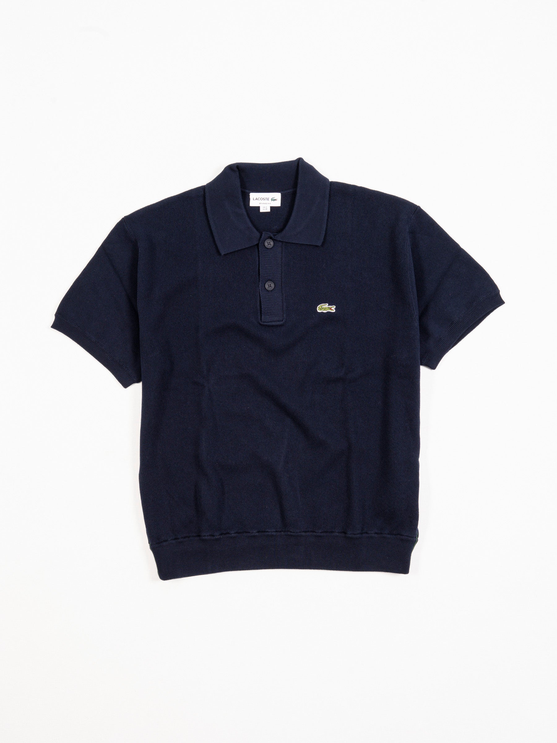 Moss Stitch Polo Marine Blue