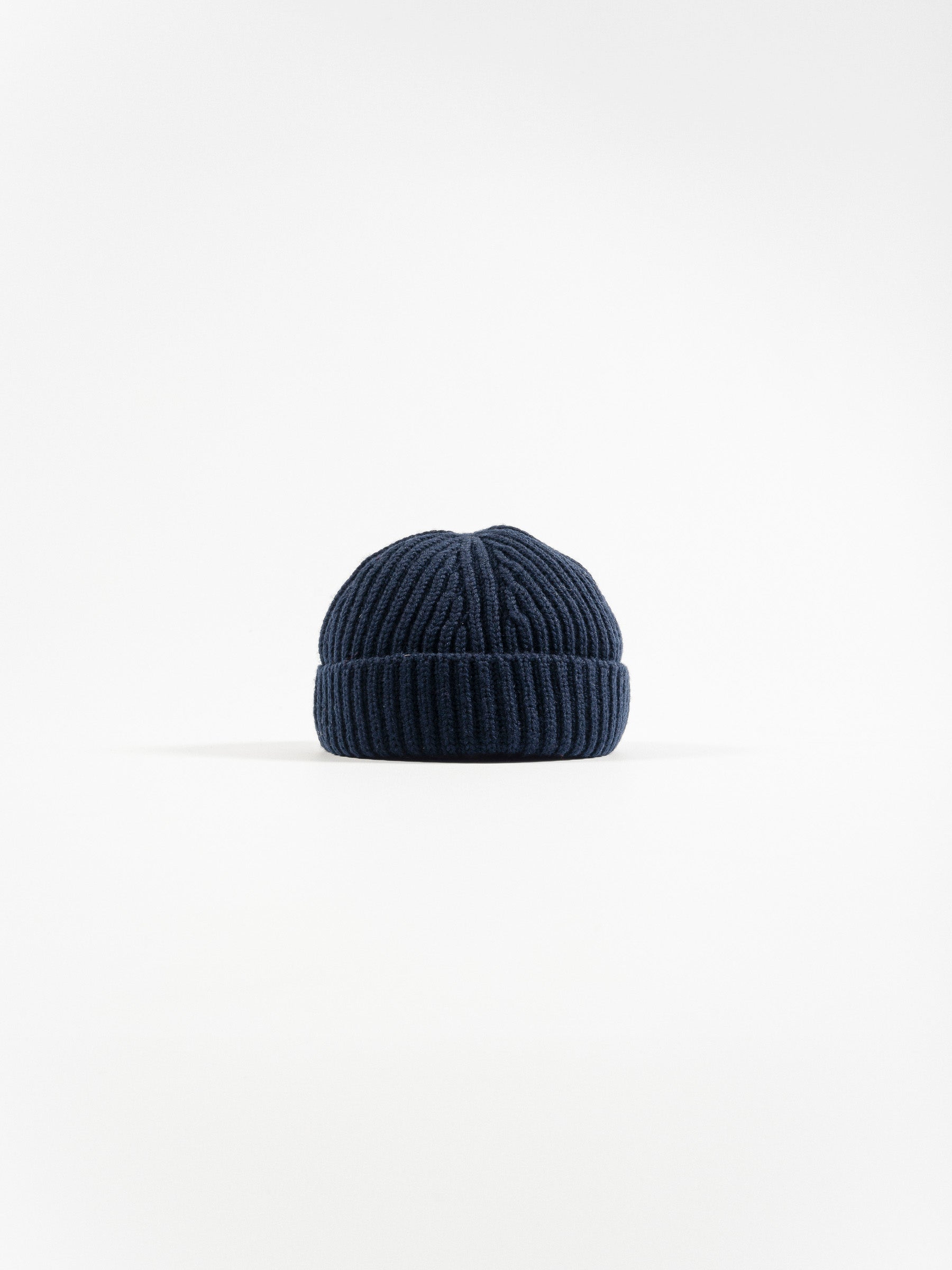 No Rooms Wool Beanie Short Navy Blue