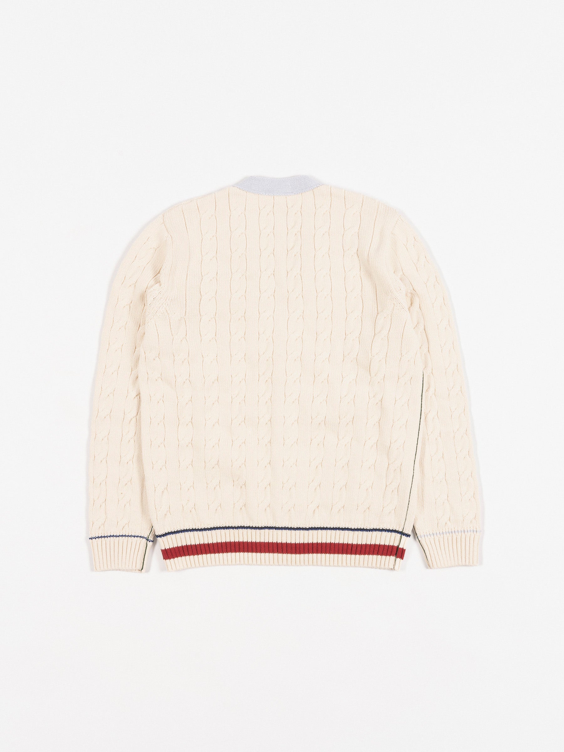 Chunky Cable Knit Tennis Cardigan Ecru