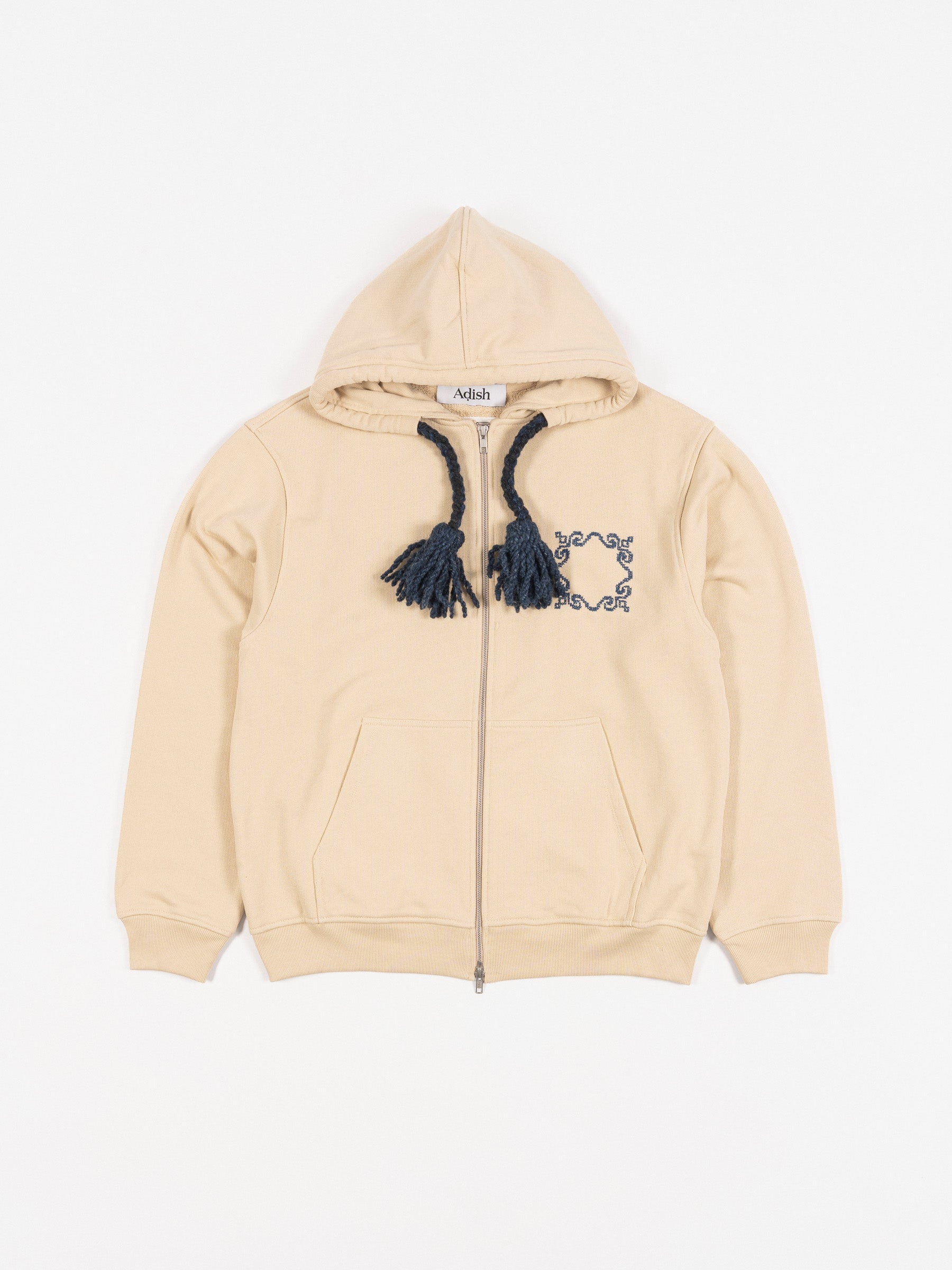 Brwaz Lakiya Tassel Zipper Hoodie Beige