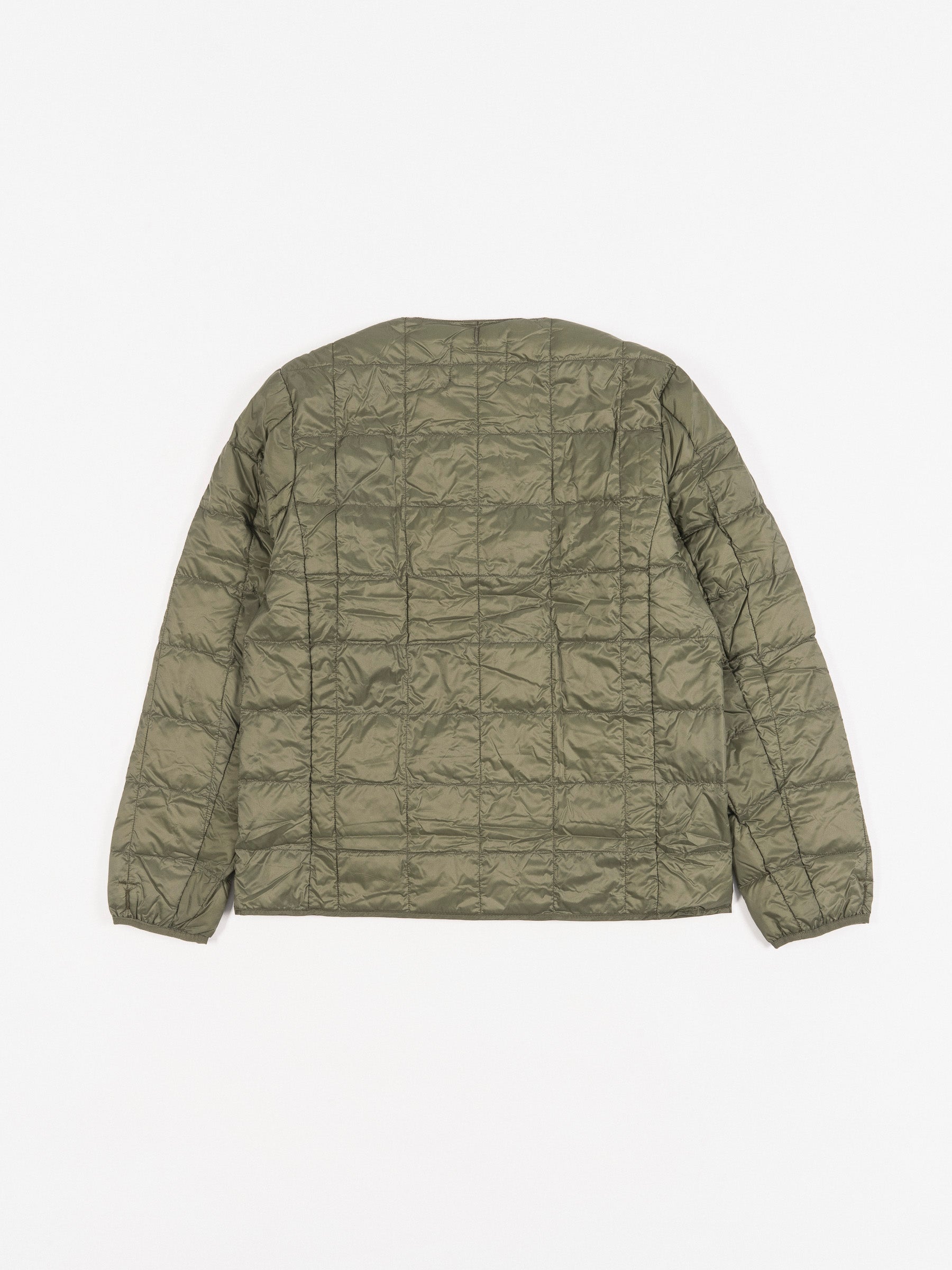 Crew Neck Button Down Jacket Olive