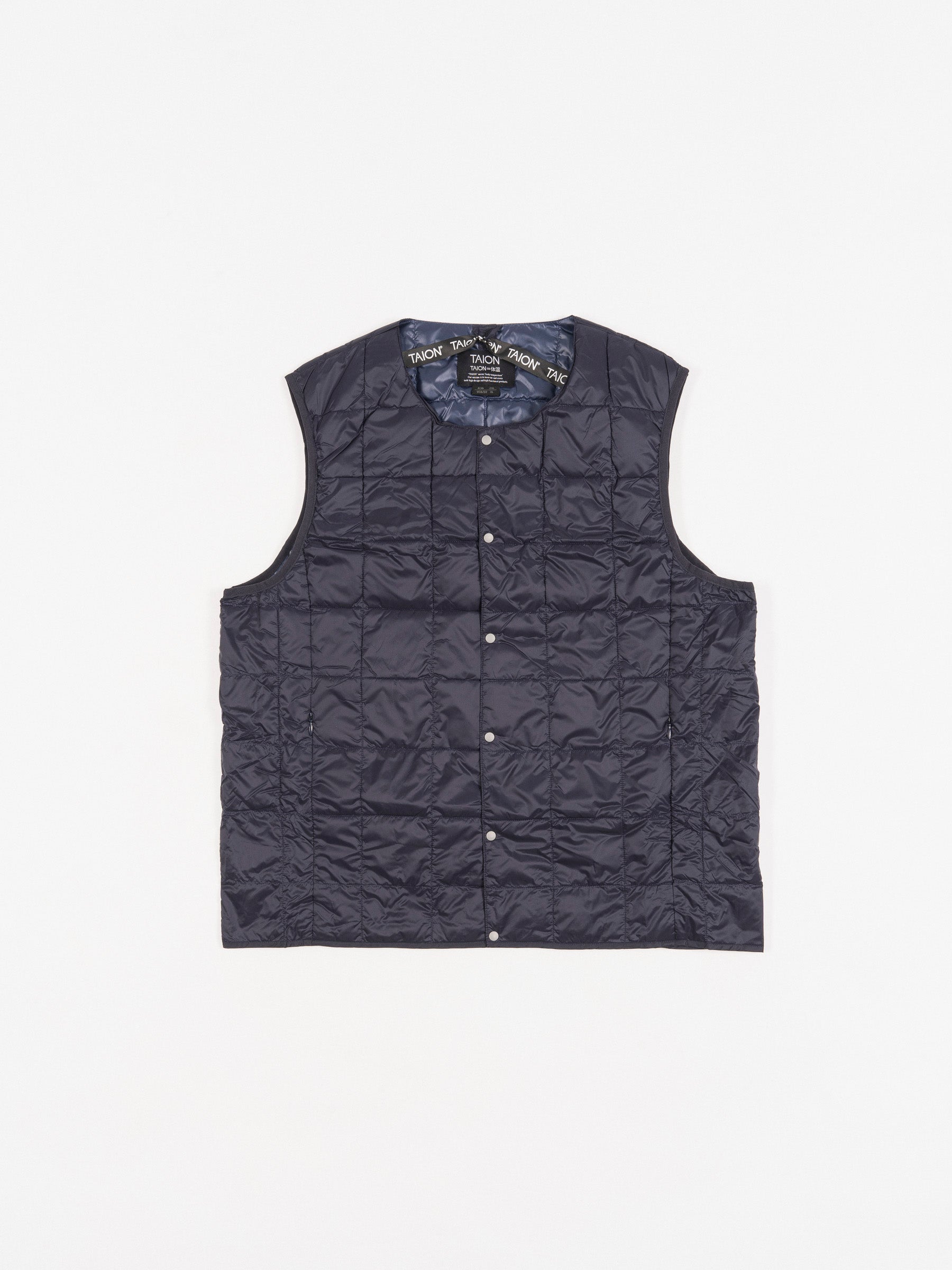 Crew Neck Button Down Vest Navy