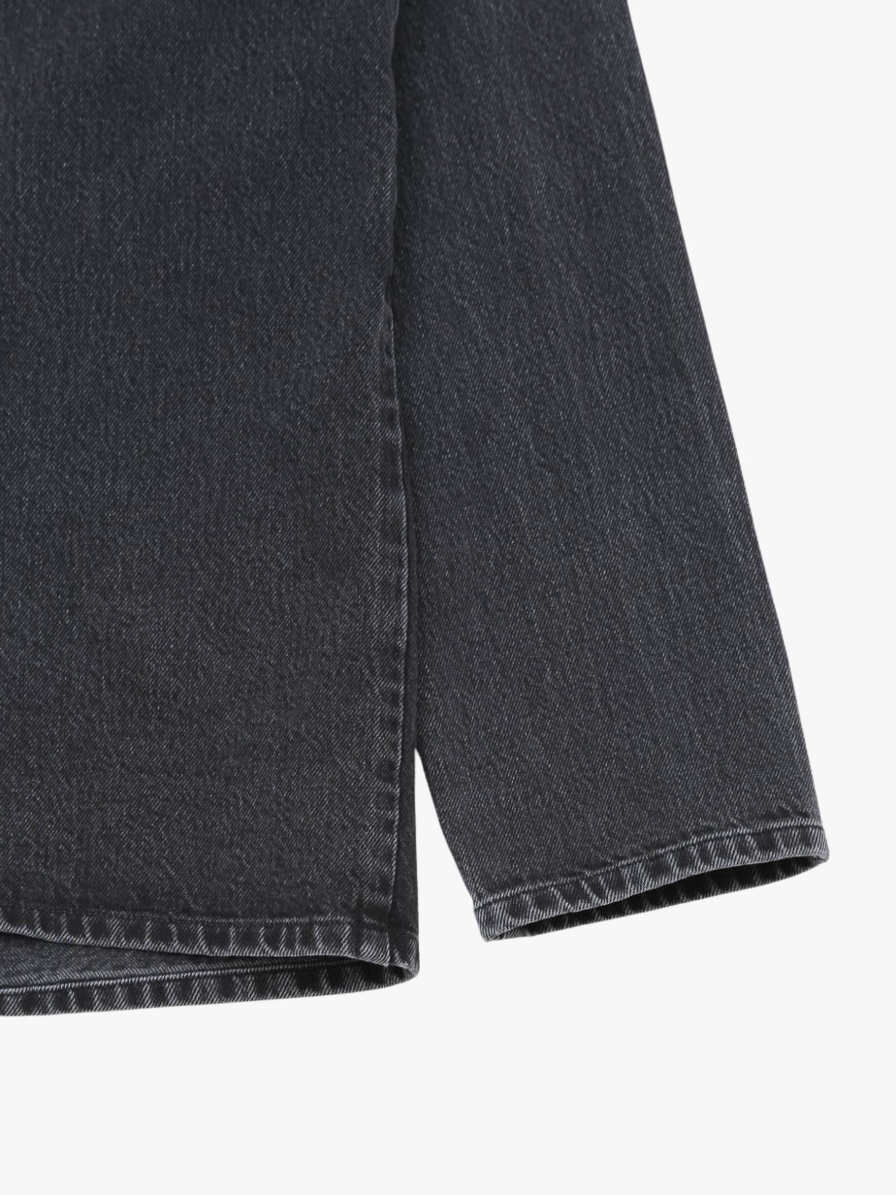 Rier Band Collar Denim Top Black
