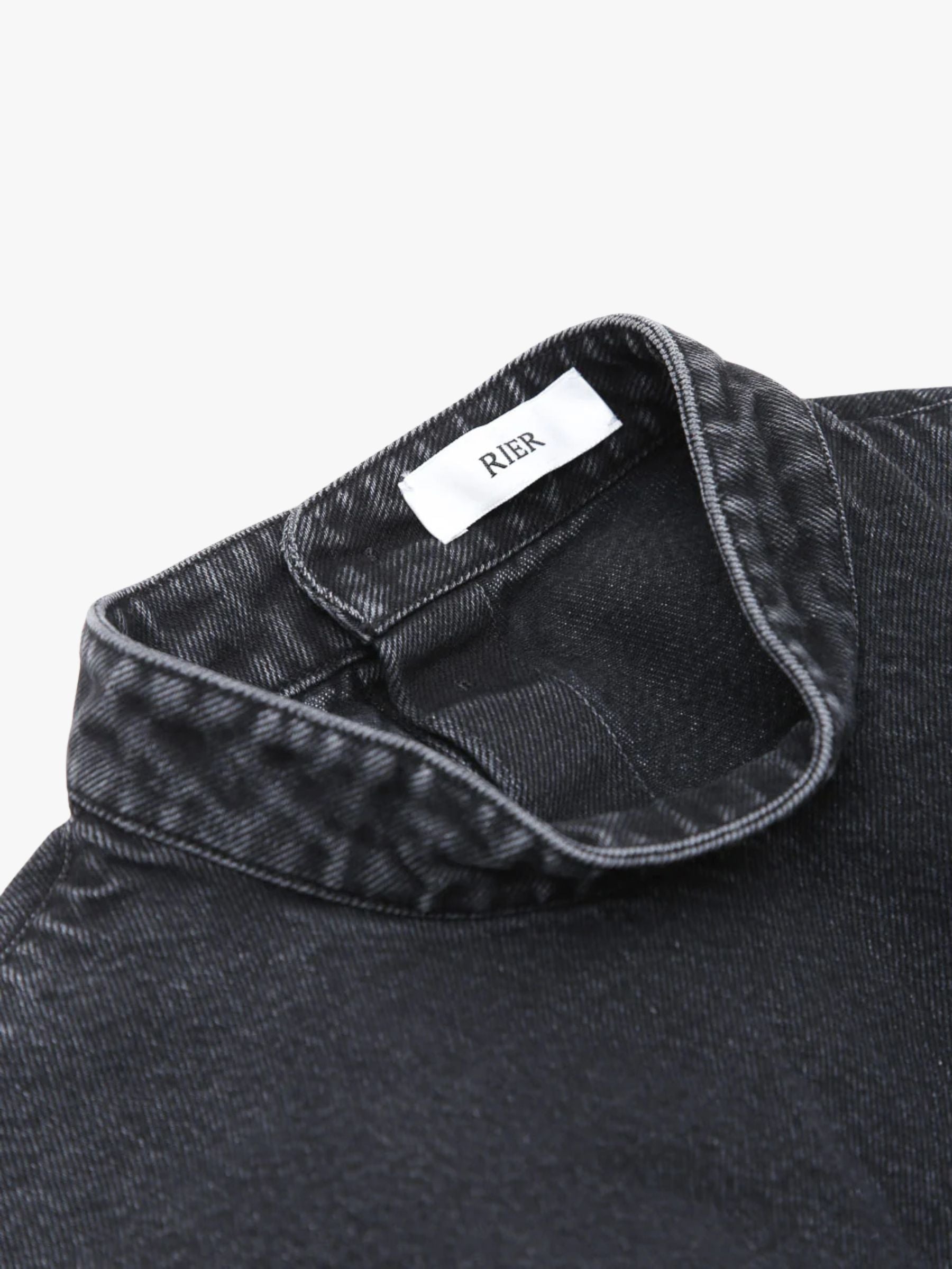 Rier Band Collar Denim Top Black