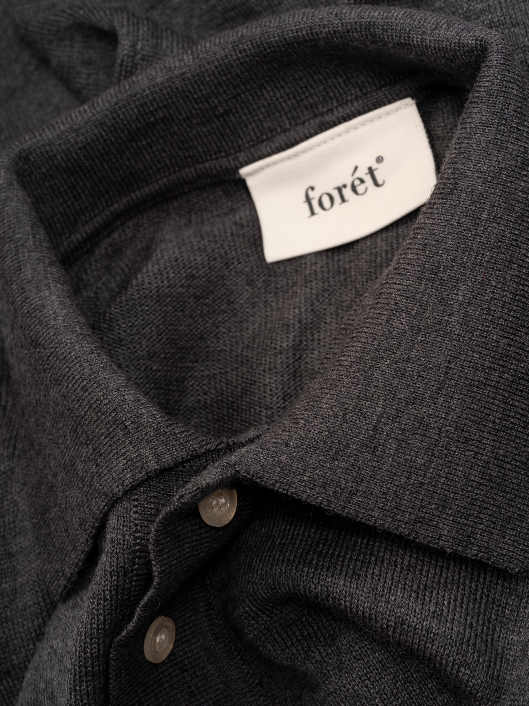 Base Merino Polo Knit Dark Grey