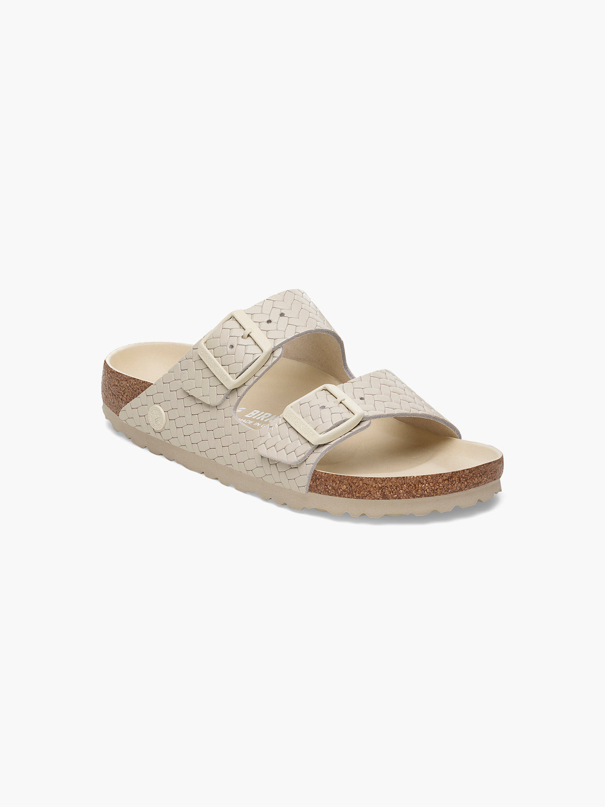 Birkenstock Arizona Natural Leather Woven Embossed Ecru