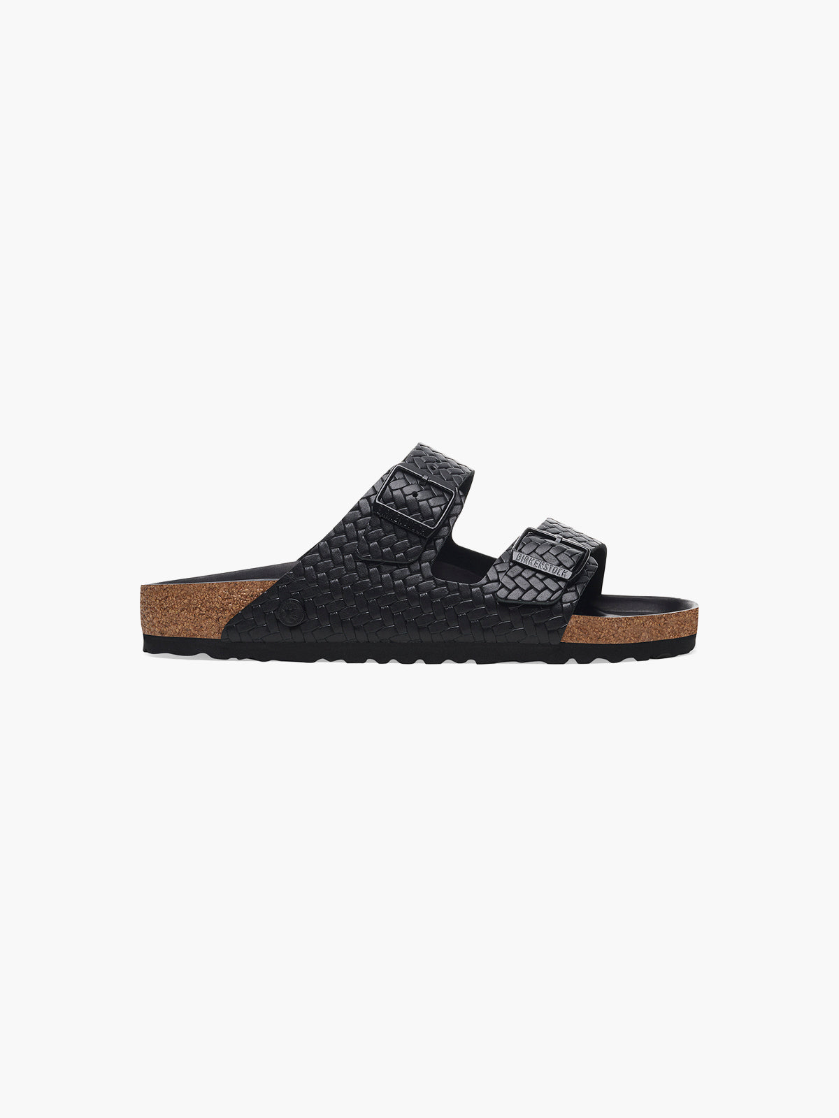 Birkenstock Arizona Natural Leather Woven Embossed Black