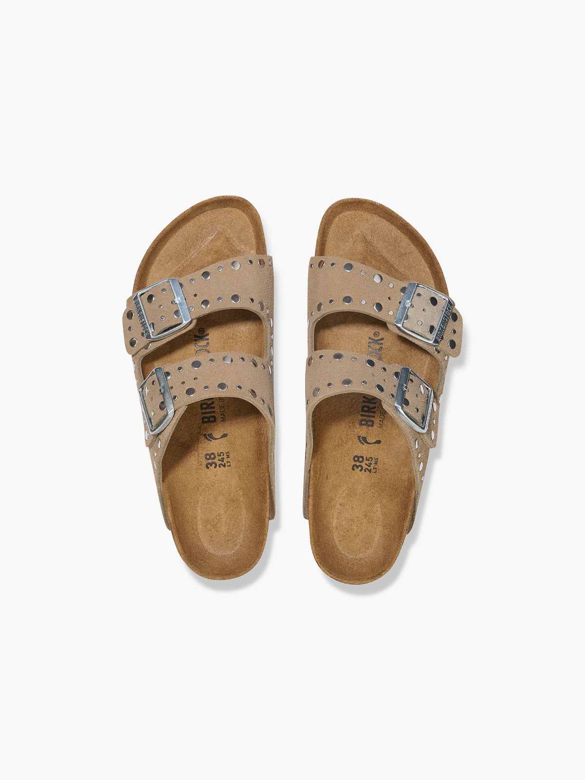 Birkenstock Arizona Rivet Studs Suede Leather Taupe