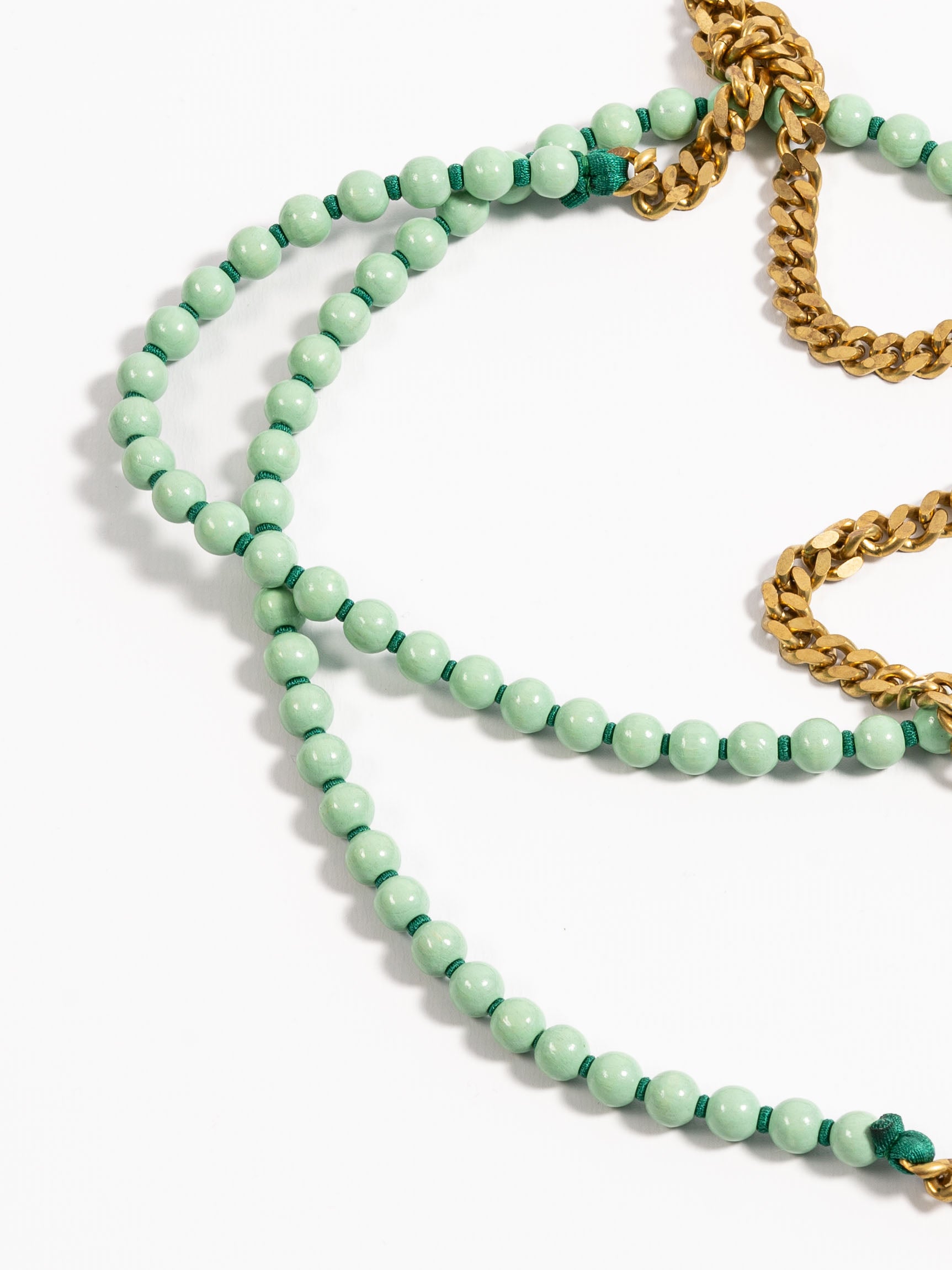 Pearls-Panzer Necklace Pastel Green/Brass