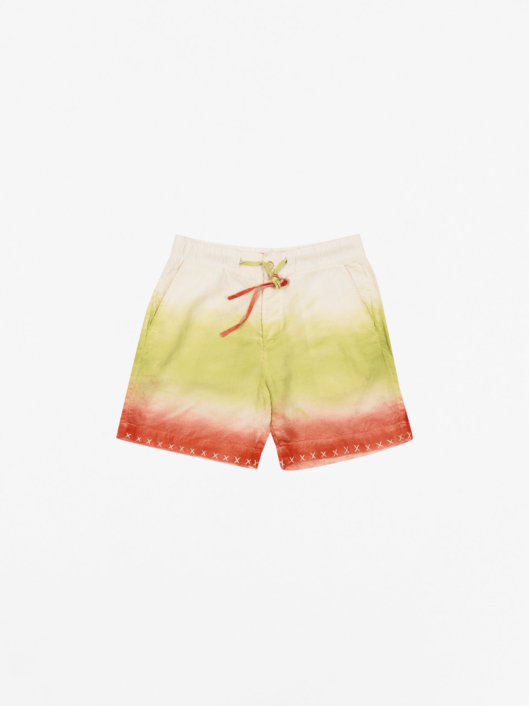 Sulfur Gradient Crop Shorts White/Green