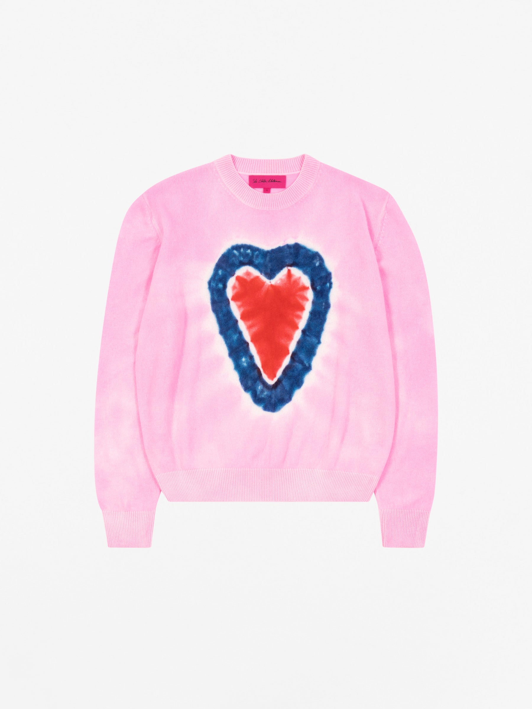 Heart Dye Crew Sweater Pink