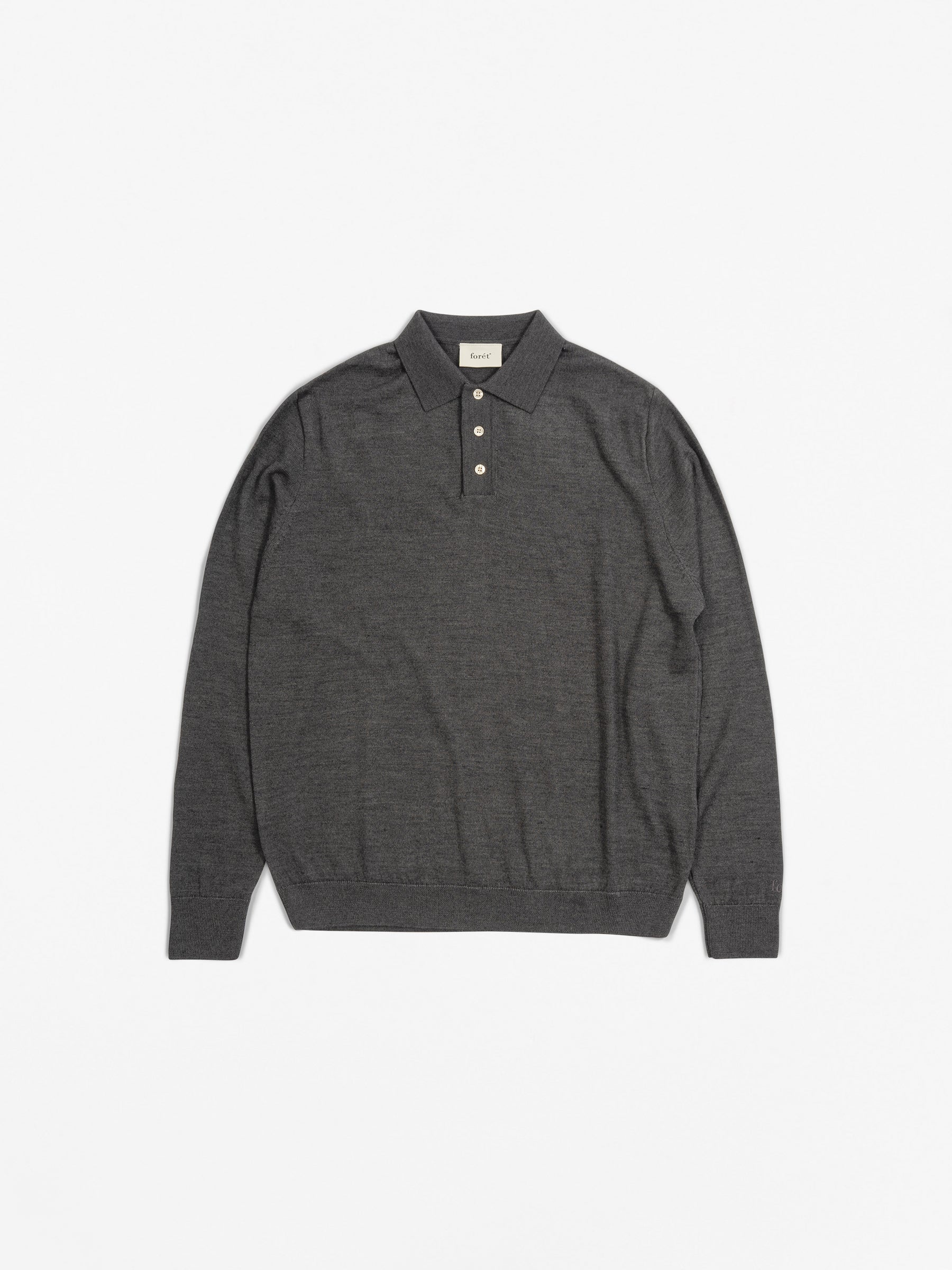 Base Merino Polo Knit Dark Grey