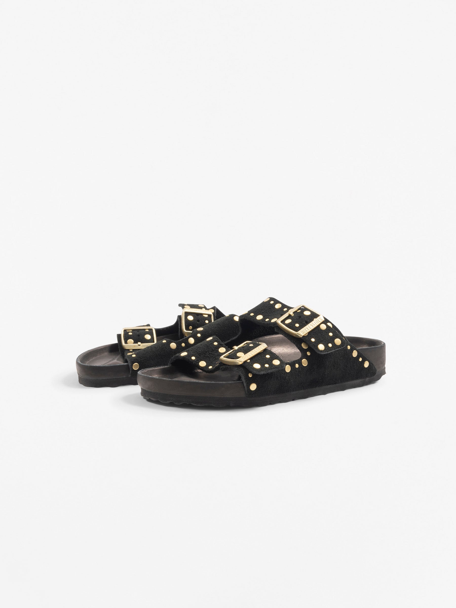 Arizona Rivet Border Suede Leather Black