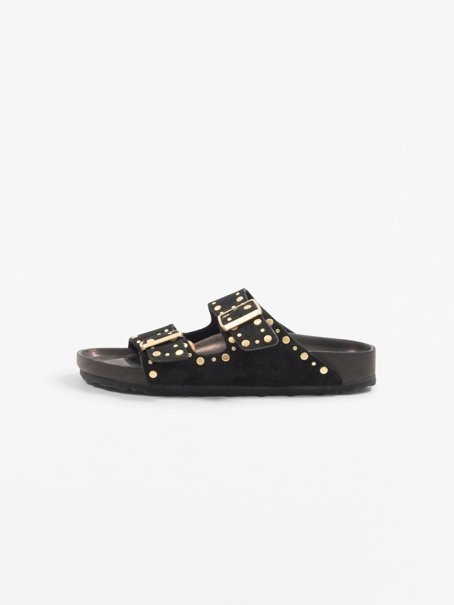 Arizona Rivet Border Suede Leather Black