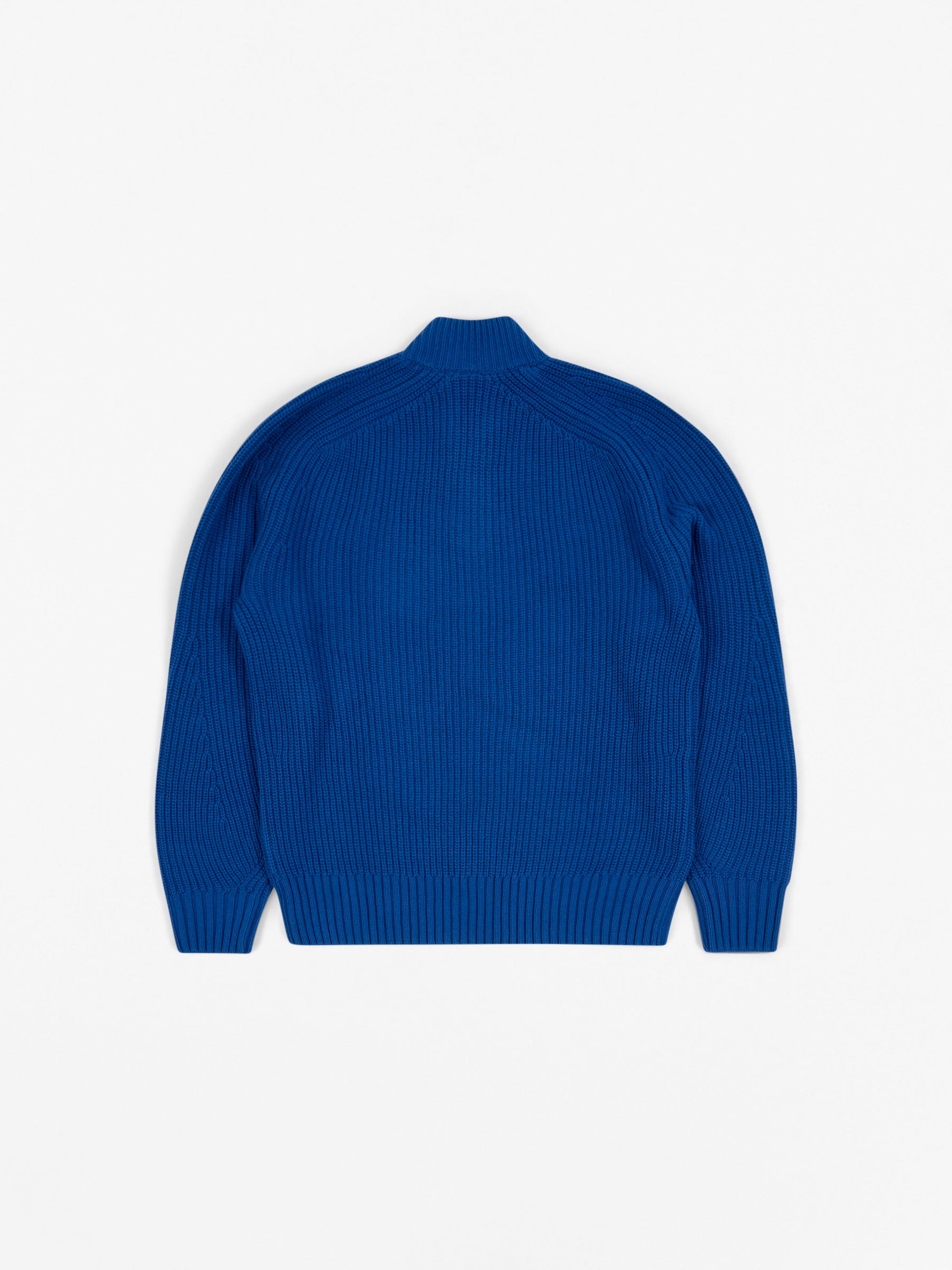 Zipped High Neck Wool Sweater Blue