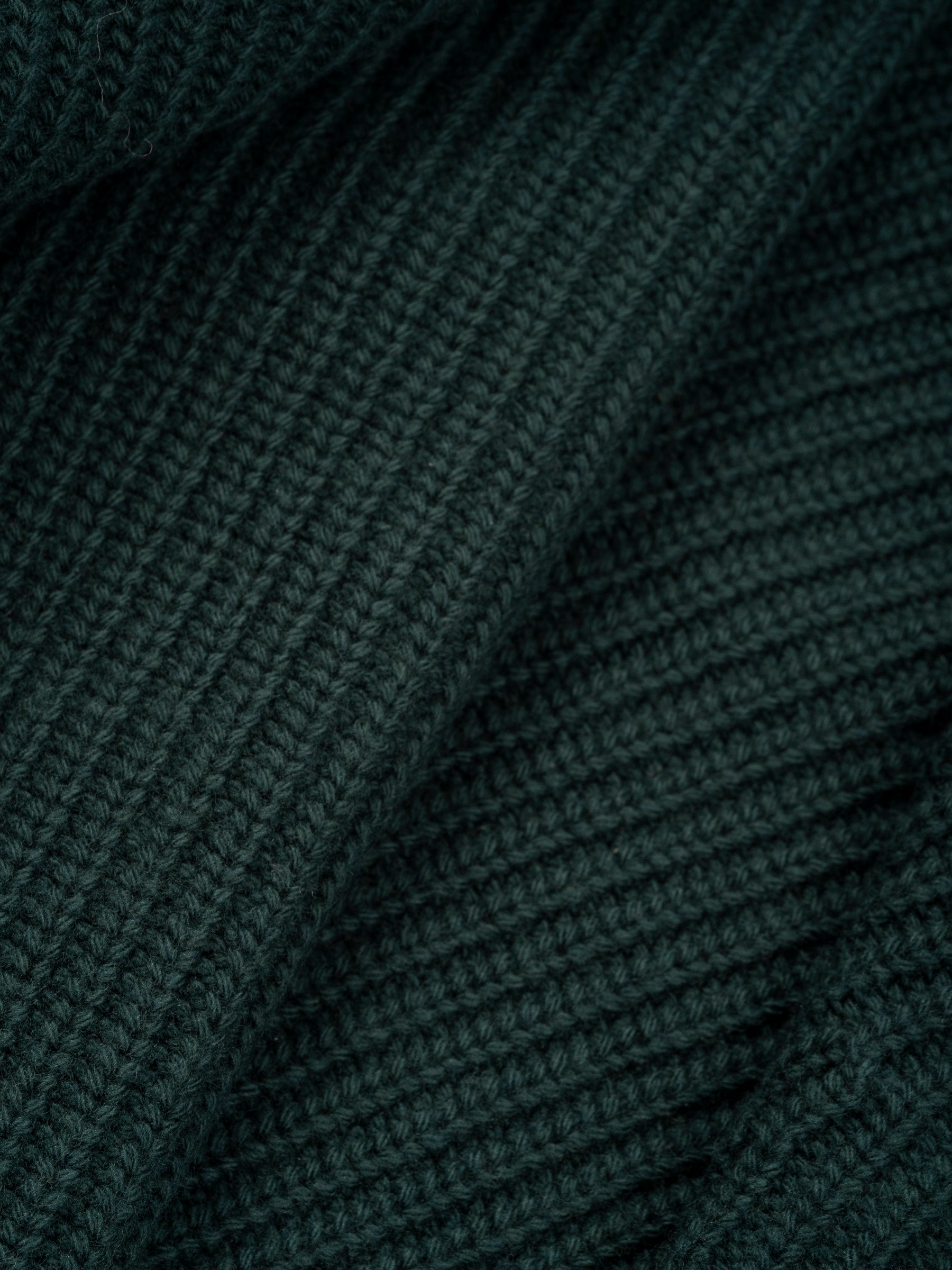 Zipped High Neck Wool Sweater Dark Green