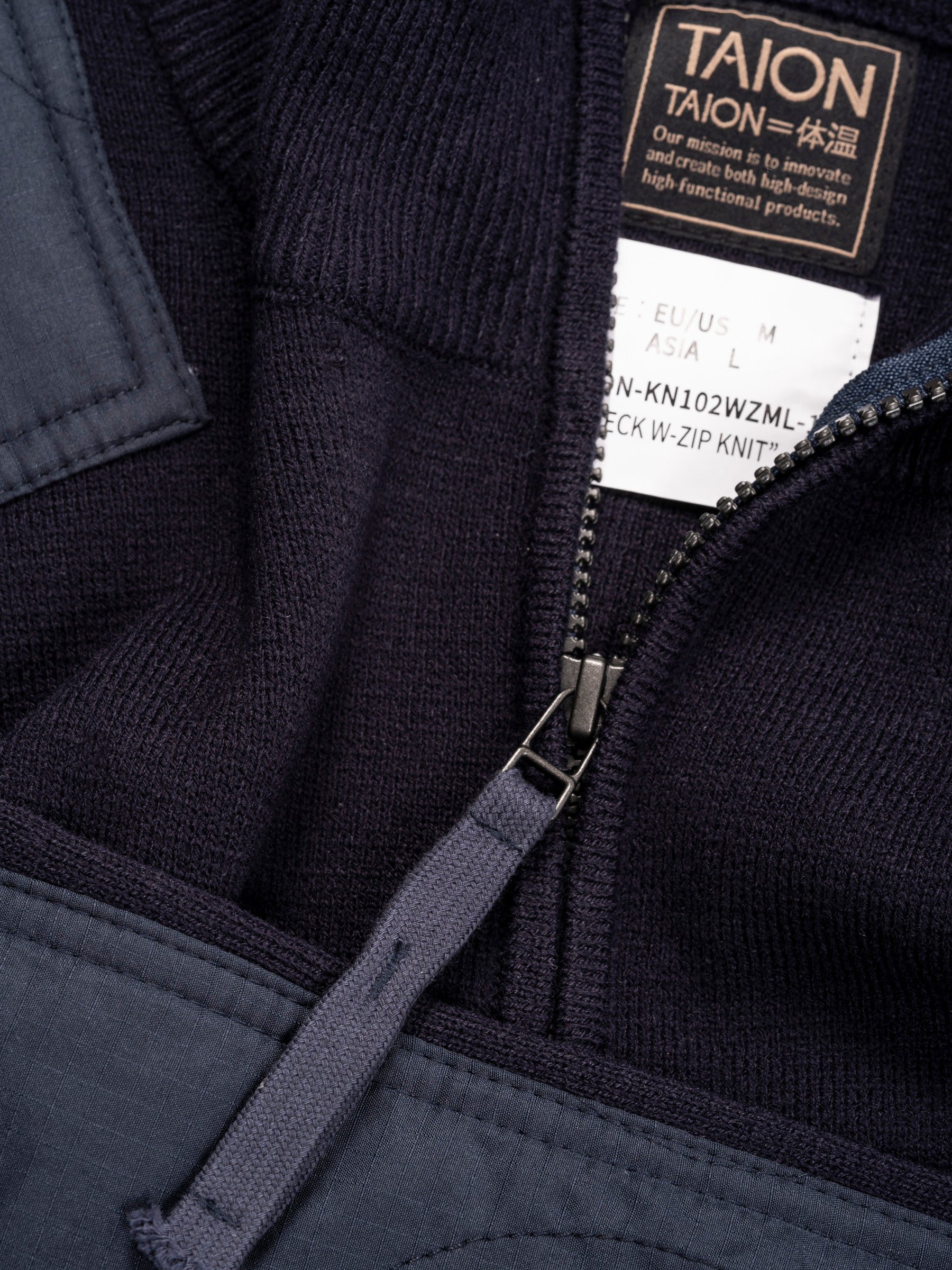 Military Hi Neck Zip Knit Dark Navy