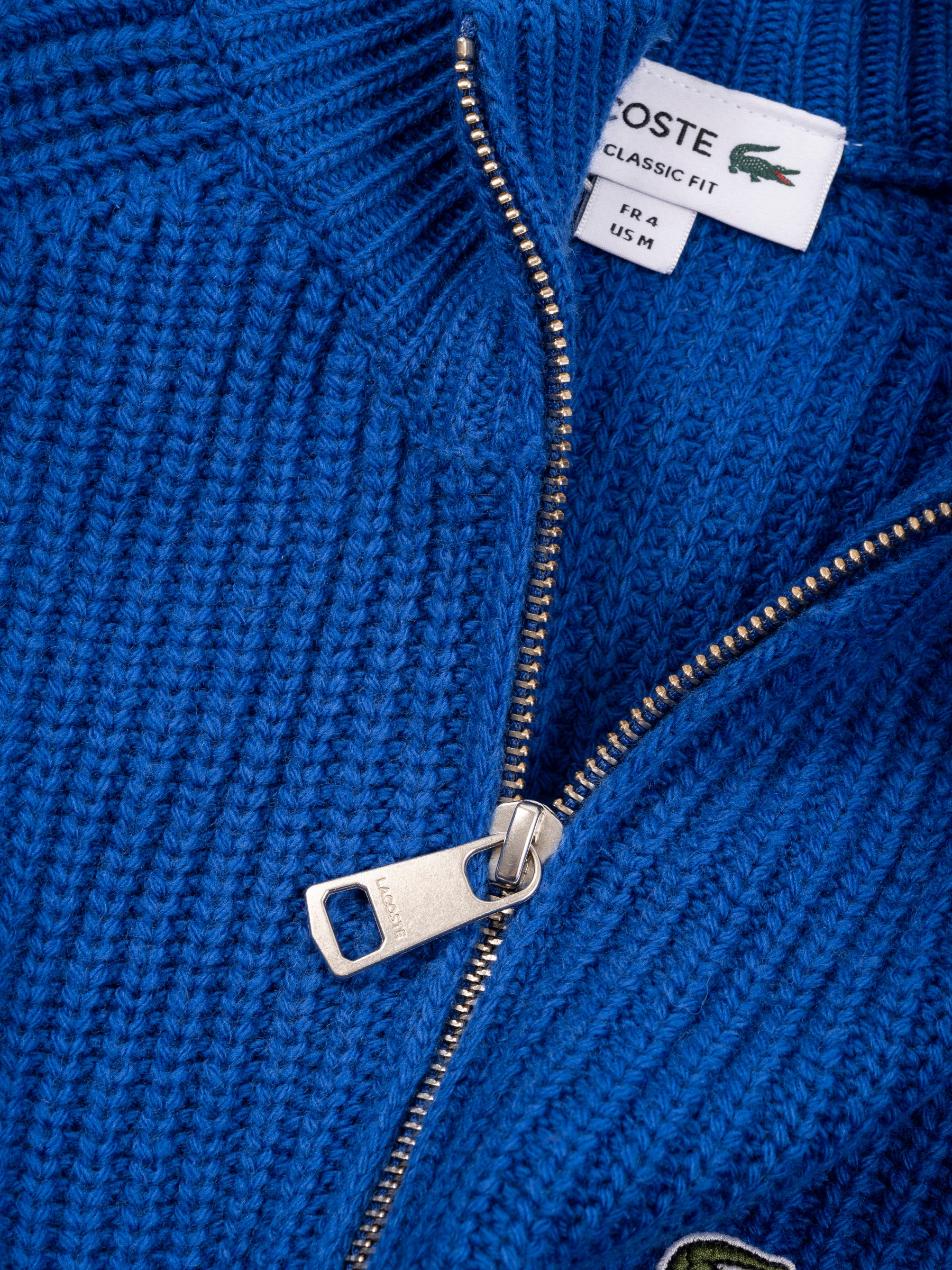 Zipped High Neck Wool Sweater Blue