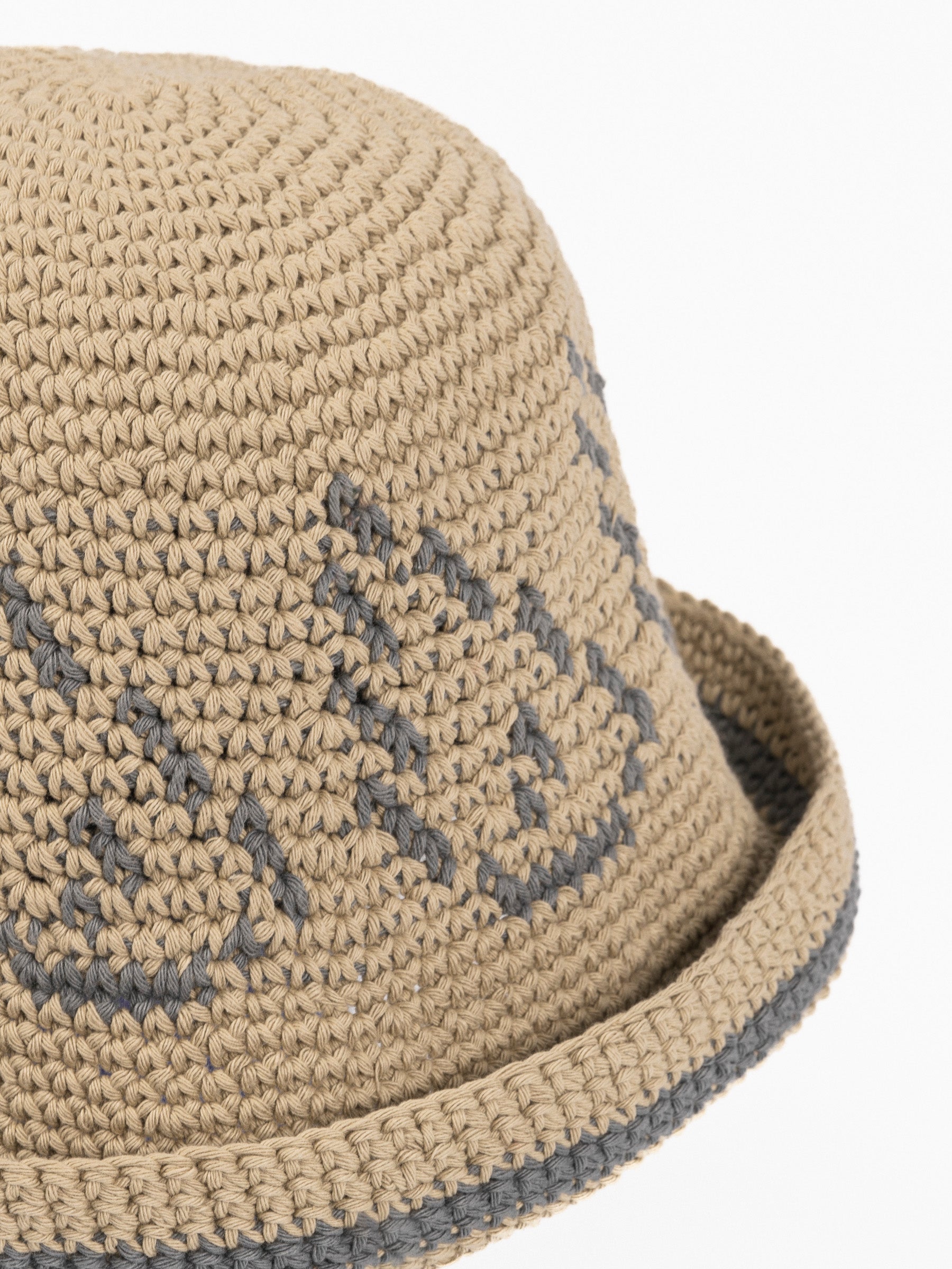 Crocheted Cotton Bucket Hat Beige