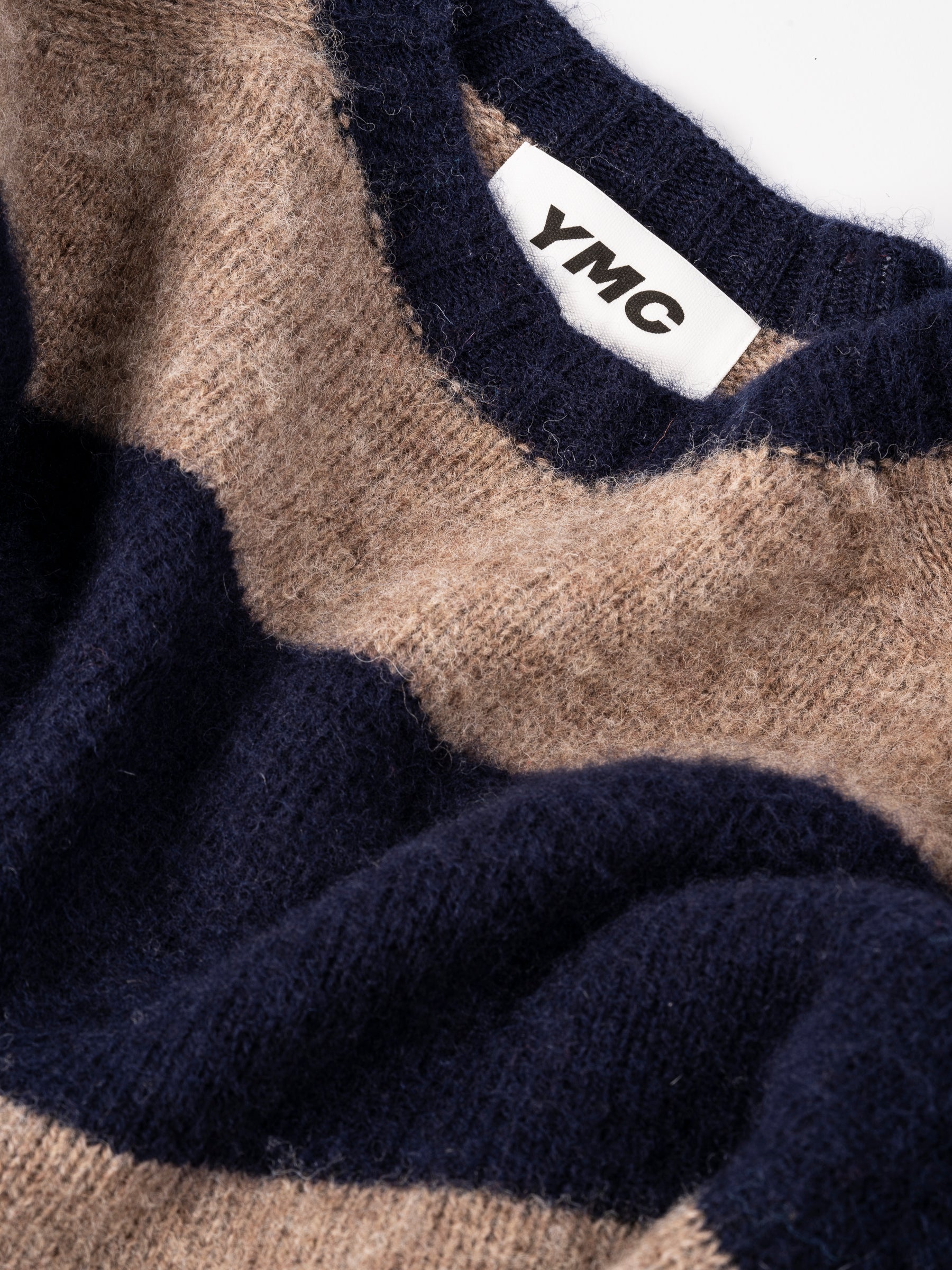 Suedehead Stripe Jumper Navy/Camel