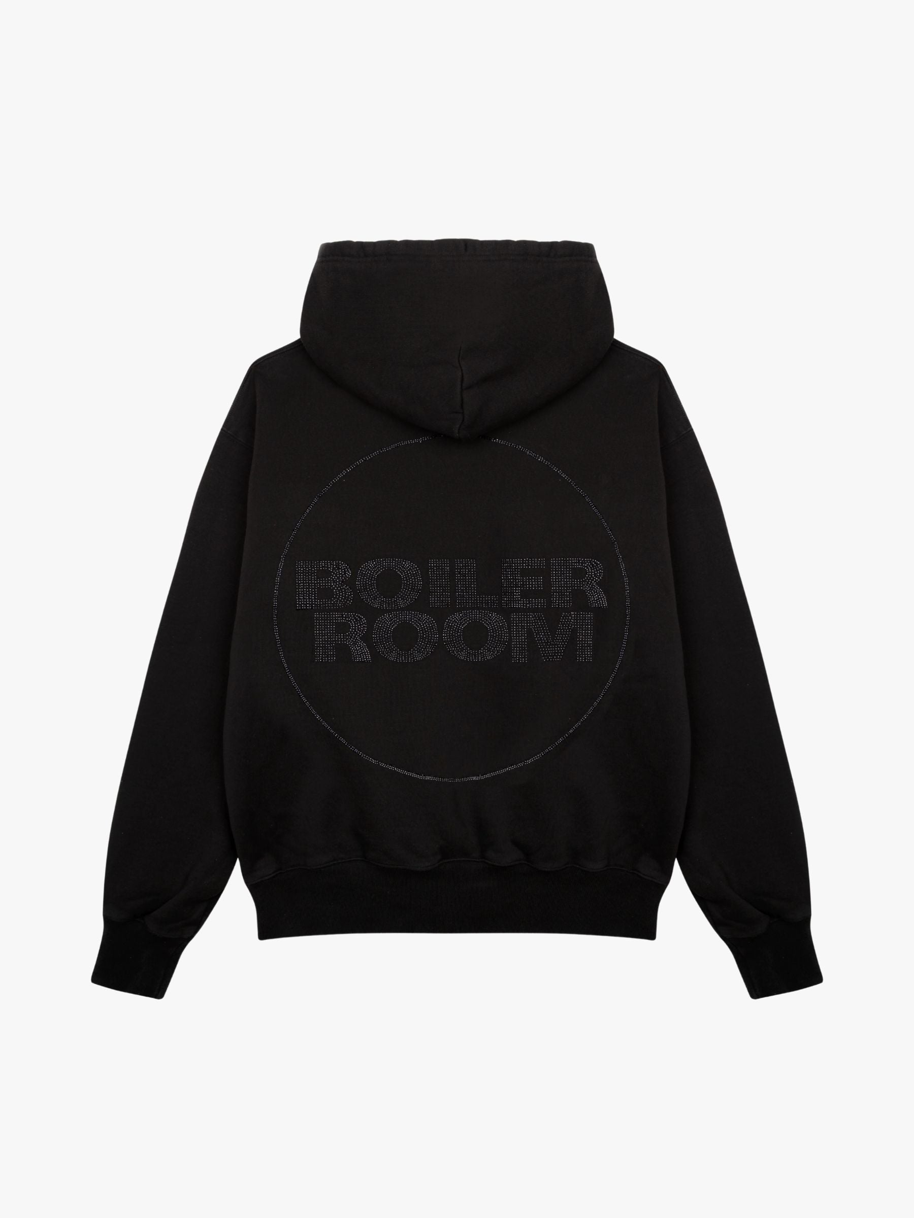Boiler Room Rhinestone Hooded Sweater Stone Wash Black