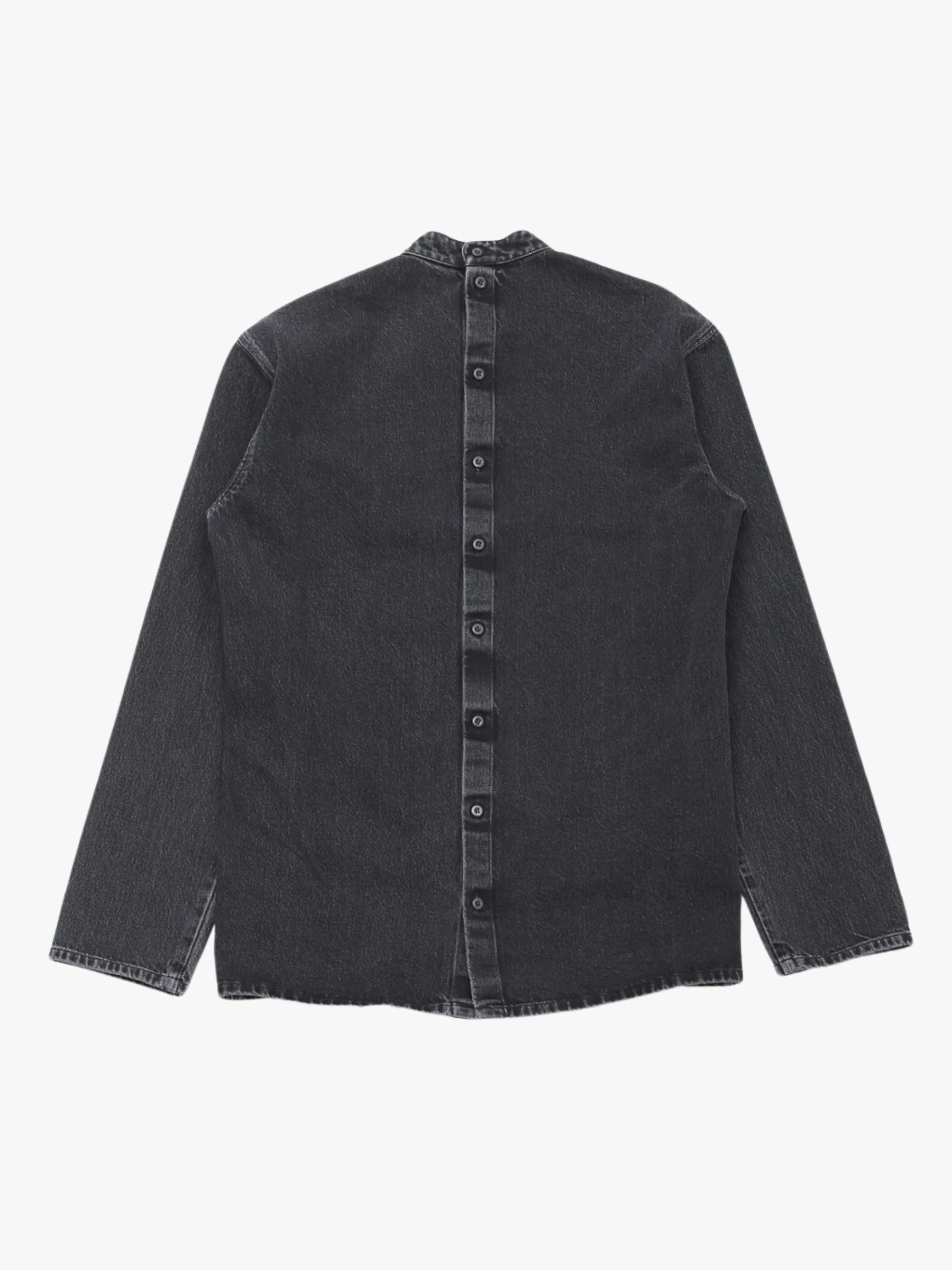 Rier Band Collar Denim Top Black